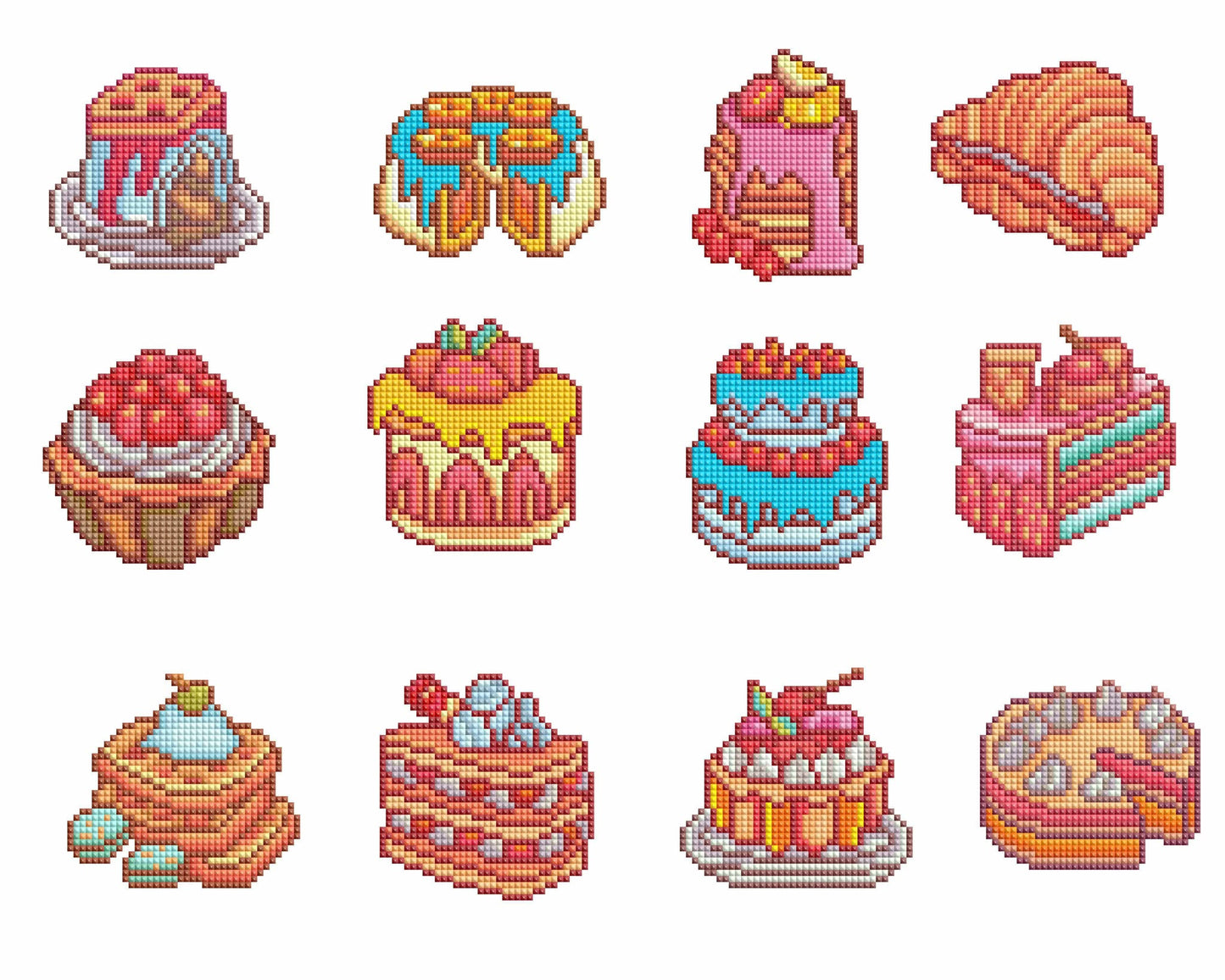 NEW 12 Partial Mini Diamond Paintings: Dessert Series