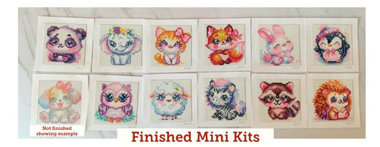 12 Full Drill Mini Diamond Paintings: Cute Animal Series