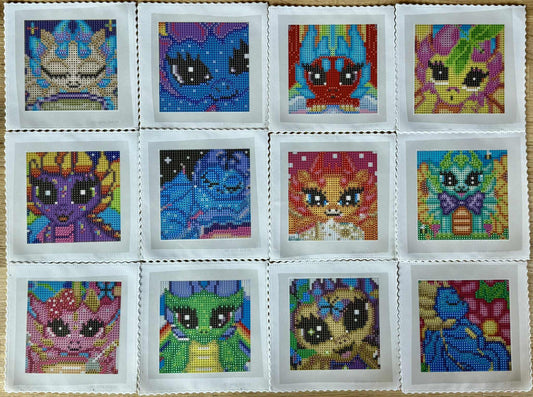 12 Full Square Drill Mini Diamond Paintings: Emma Casey's Dragon Series