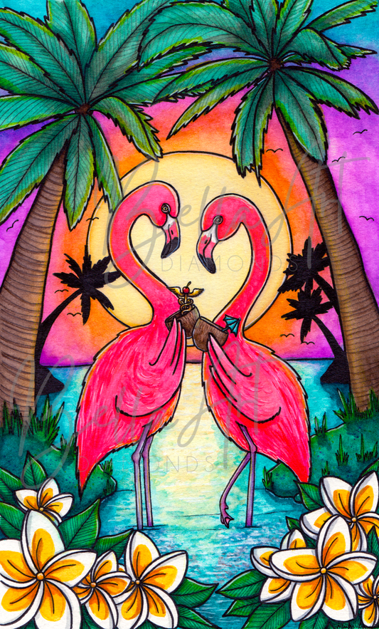 2 of Cups - Flamingo Sunset