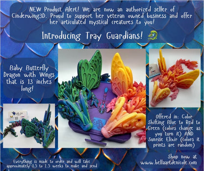 Articulated Dragon Tray Guardians - Baby Butterfly Dragon with Wings
