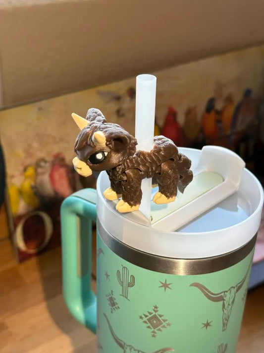 Articulated Straw Buddies - Highland Cow