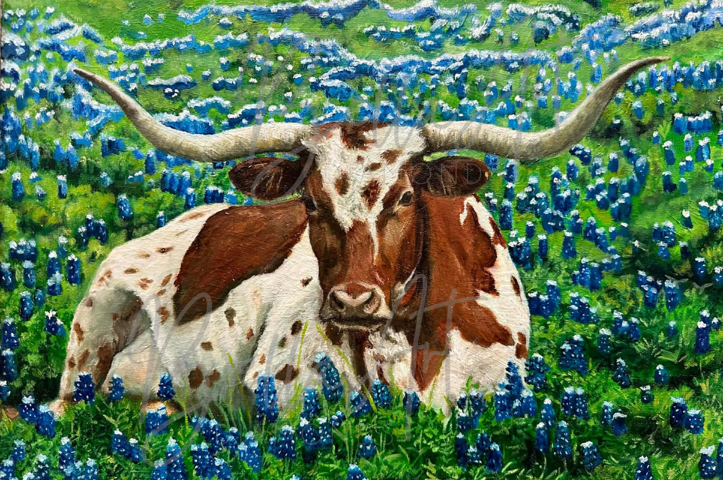 Longhorn in A Field of Blue Dreams